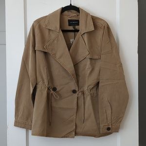 Lucky Brand Double-Breasted Khaki Light Jacket with Cinched Waist